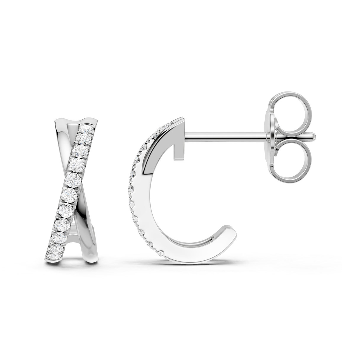 Lykka Elegance båge örhängen i vitguld med diamanter 11 mm