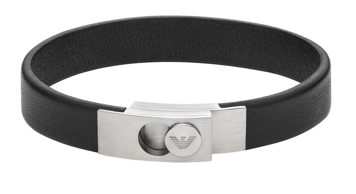 Emporio Armani Couples läder-stålarmband EGS3087040