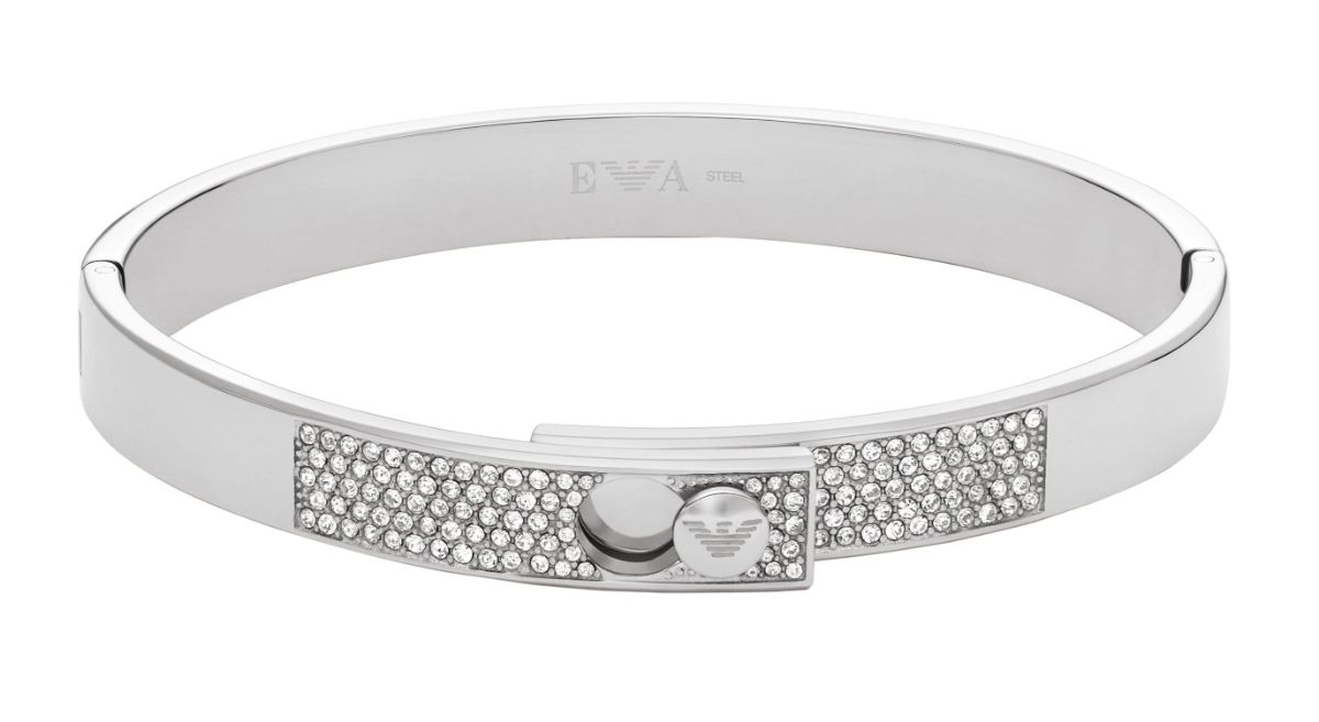 Emporio Armani Couples silverfärgat stålbangle-armband EGS3088040