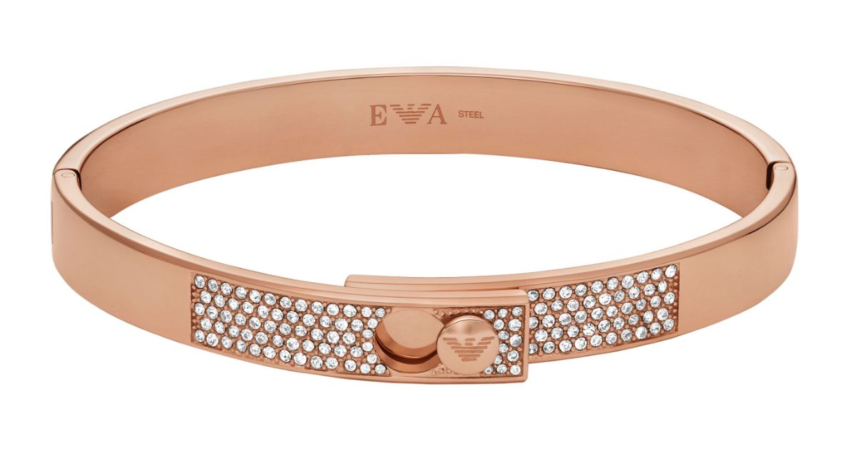 Emporio Armani Couples roseguldfärgat stålbangle-armband EGS3089221