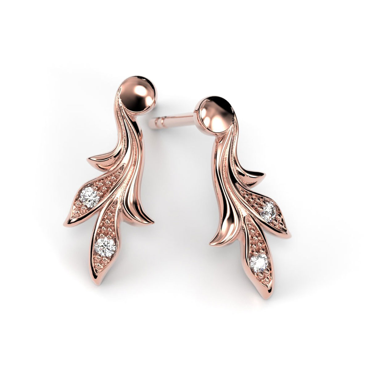 Festive Feeniks diamantörhängen rött guld 707-004K-PK