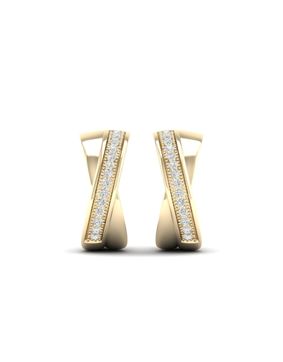 Lykken Elegance guldörhängen med crossover-design och diamanter 13.3 x 5.5 mm