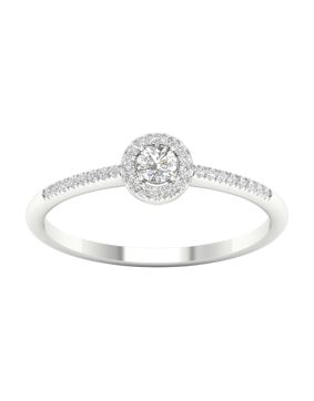 Lykka Elegance vitgulds halo-diamantring 0.20 ct