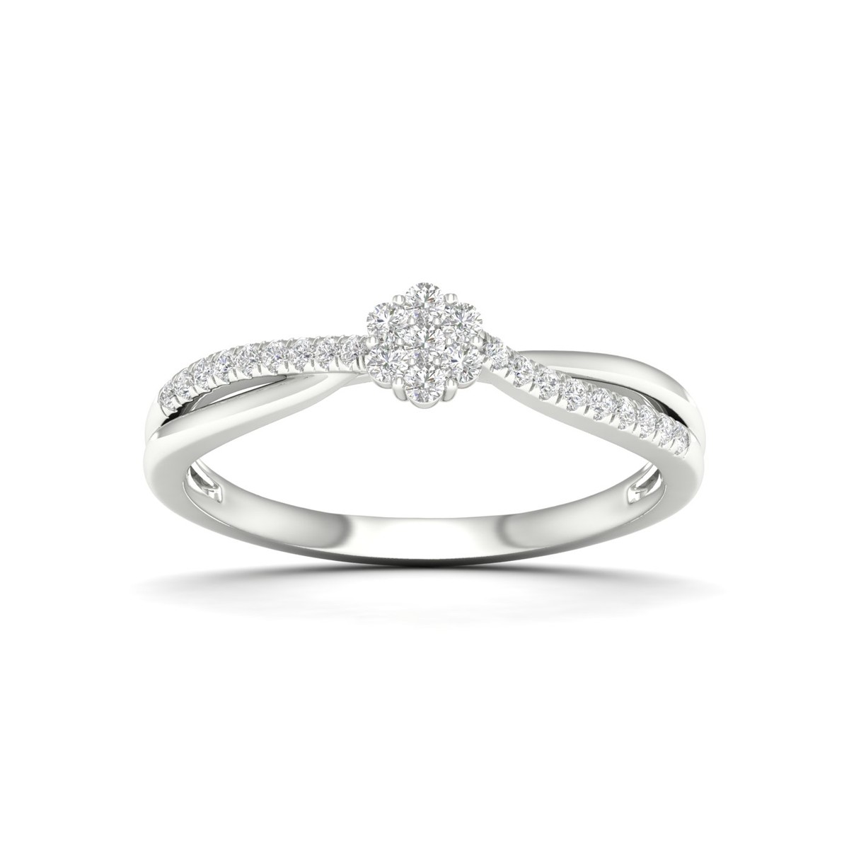 Lykka Elegance vitgulds crossover-diamantring 0.15 ct 