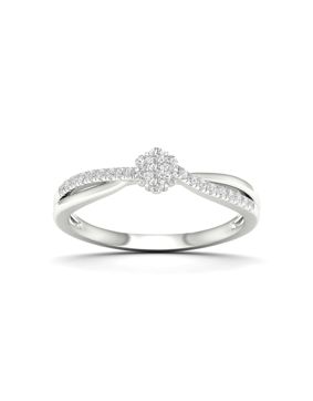 Lykka Elegance vitgulds crossover-diamantring 0.15 ct