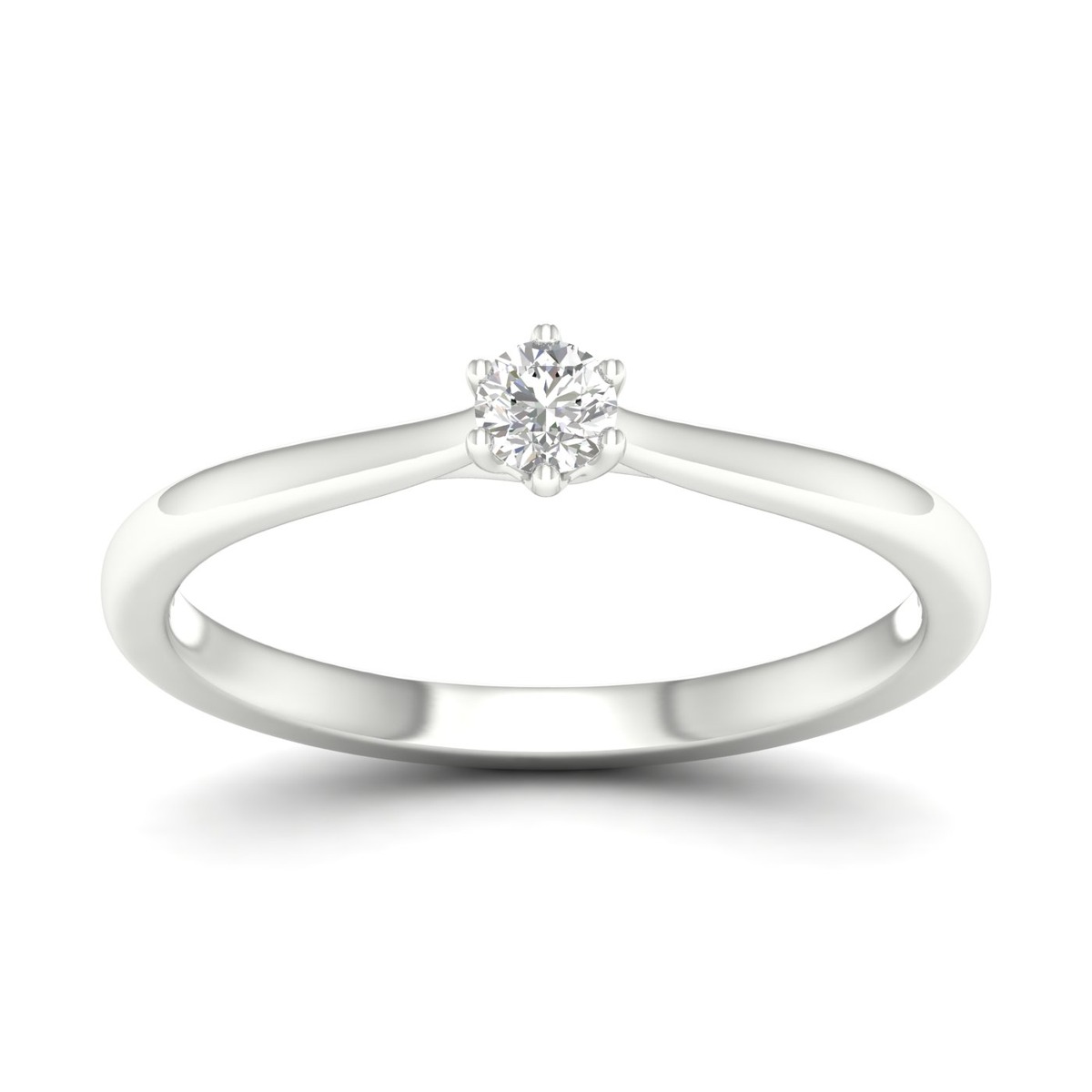 Lykka Elegance vitgulds solitaire-ring 0.10 ct 
