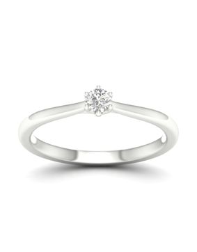 Lykken Elegance vitgulds solitaire-ring 0.10 ct