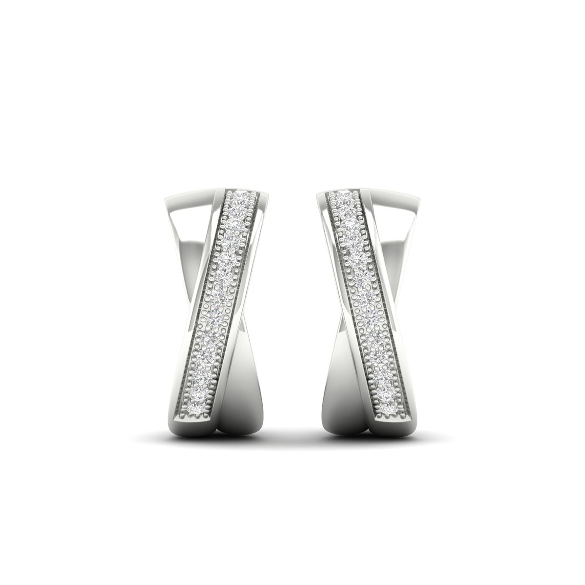 Lykka Elegance vitguldsörhängen med crossover-design och diamanter 13.3 x 5.5 mm