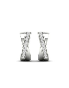 Lykken Elegance vitguldsörhängen med crossover-design och diamanter 13.3 x 5.5 mm