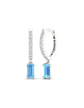 Lykken Elegance vitguldsörhängen med diamanter och topas 0.09 ct