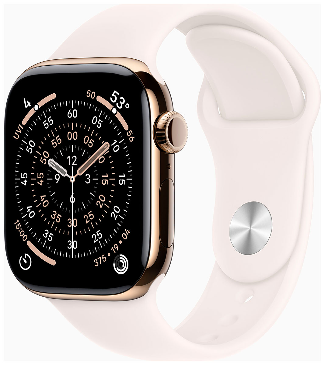 Apple Watch Series 11 GPS + Cellular 42mm Gold Titanium Case with Light Blush Sport Band MF8X4QN/A