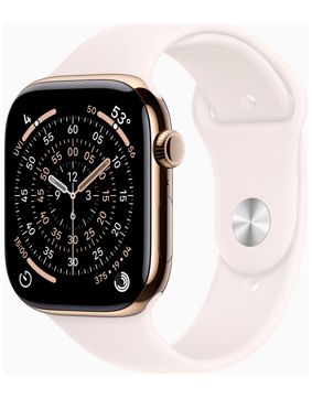 Apple Watch Series 11 GPS + Cellular 46mm Gold Titanium Case with Light Blush Sport Band MFD64QN/A