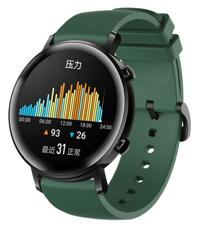 Tiera grönt silikonarmband 20 mm med quick release - Svart solki