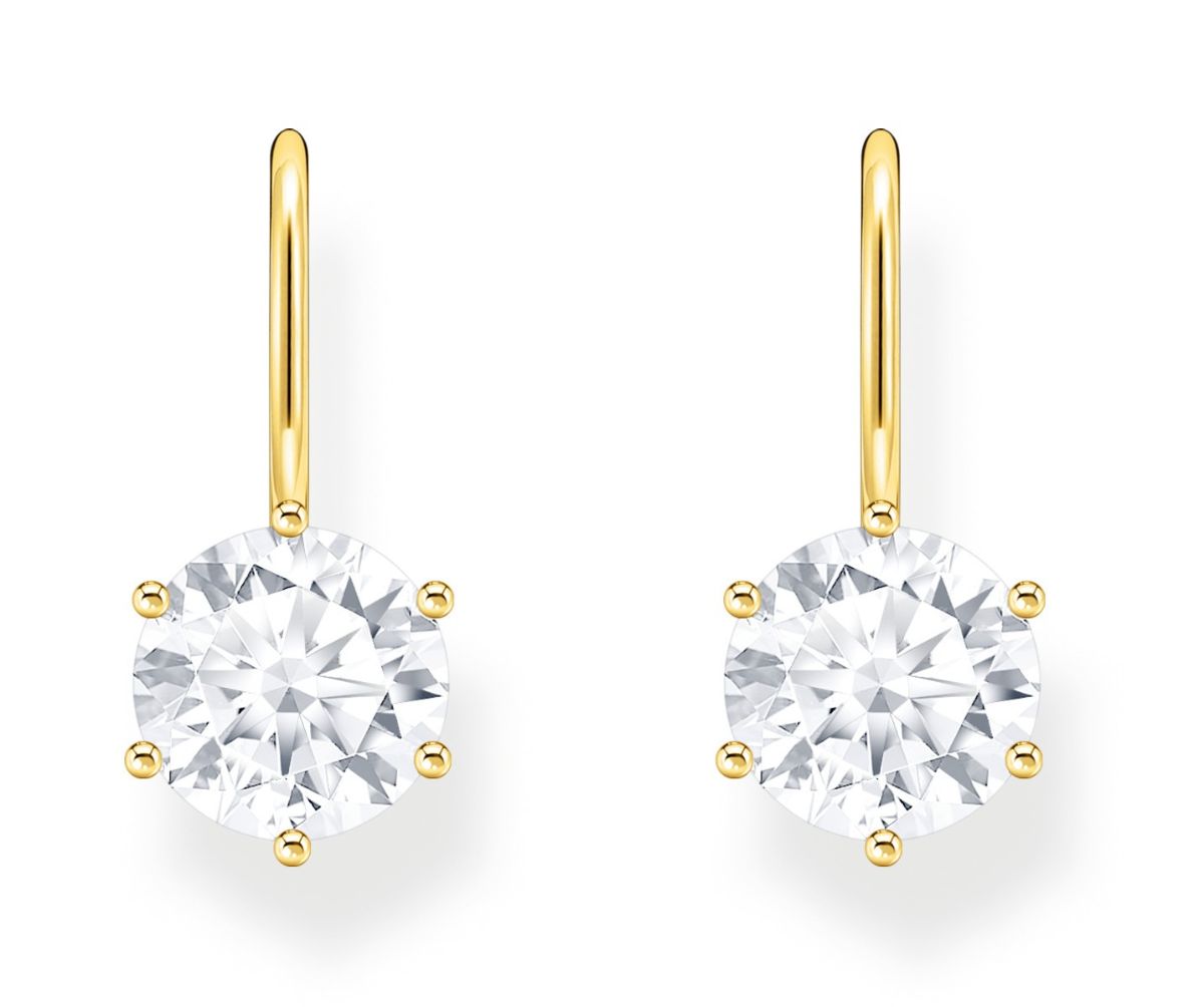 Thomas Sabo large zirconia stone 18k guldpläterade örhängen H2287-414-14