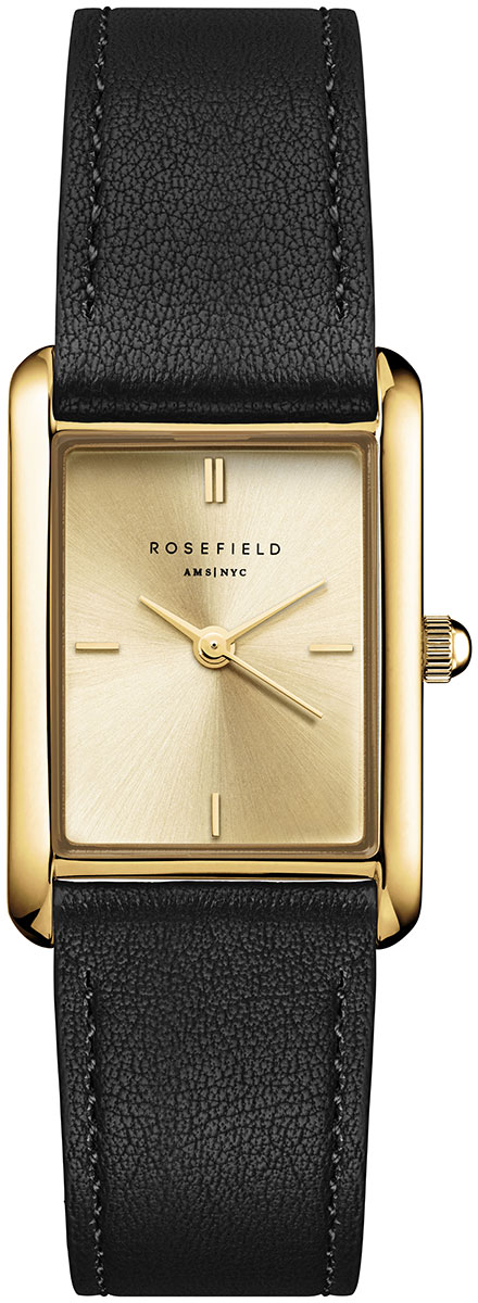 Rosefield Heirloom Modern Champagne Dial Gold Black Leather HCBLG-H07
