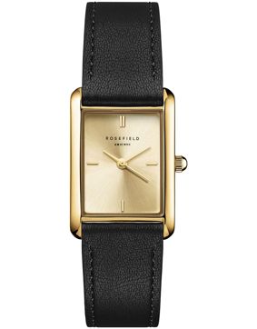 Rosefield Heirloom Modern Champagne Dial Gold Black Leather HCBLG-H07