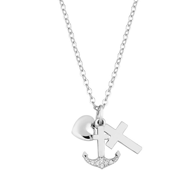 Lykka Tro Hopp Kärlek silver halsband 42+3cm 