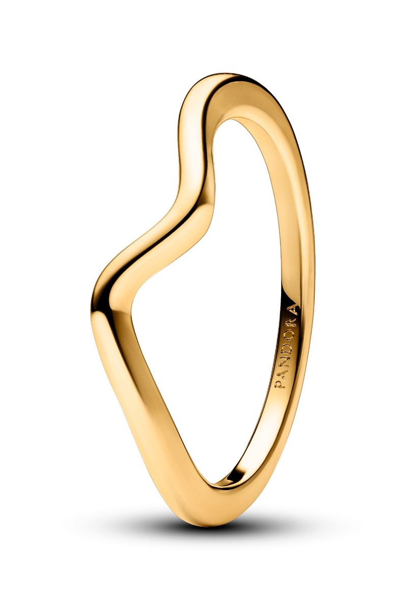 Pandora Timeless Non-stackable Polished Wave Ring 14k gold-plated ring 163095C00-52