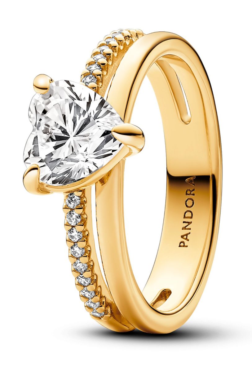 Pandora Timeless non-stackable Double Band Heart Ring 14k Gold-plated ring 163100C01