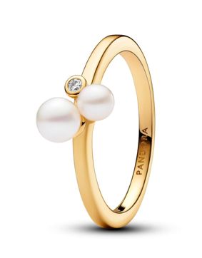 Pandora Timeless 14k gold-plated toi et moi pärlring 163156C01