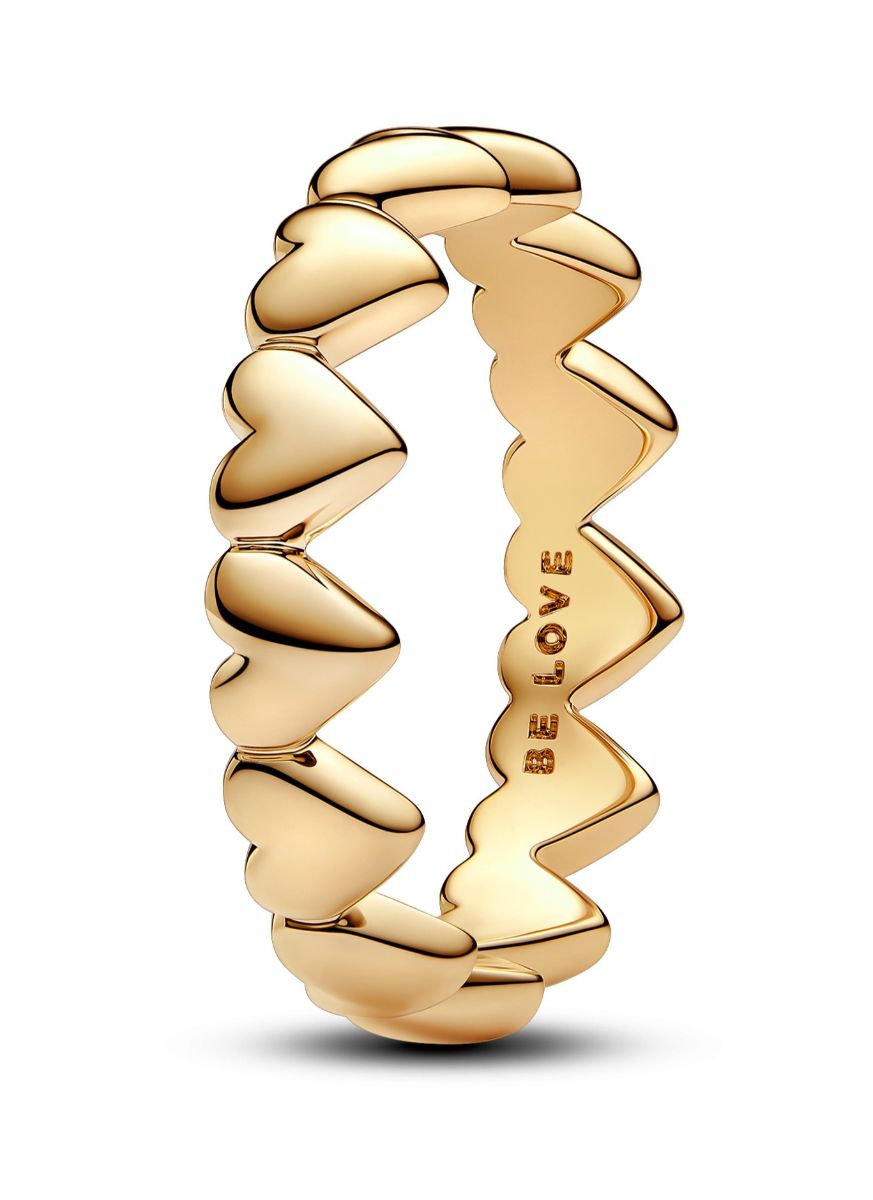 Pandora Moments Row of Hearts 14k gold-plated ring 163427C00