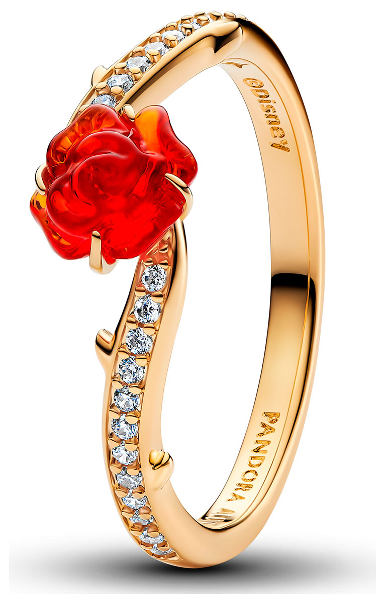Pandora Disney Skönheten och Odjuret Förtrollad ros ring guldpläterad 163984C01-54