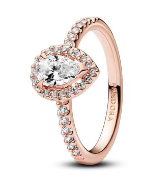 Pandora Timeless Stackable Sparkling Pear Halo 14k Rose gold-plated ring 182835C01
