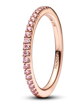 Pandora Moments 14k rose gold plated ring pink cz 182999C01