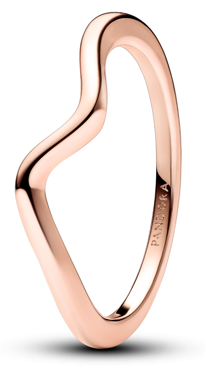 Pandora Timeless stackable Polished Wave Ring 14k Rose gold-plated ring 183095C00