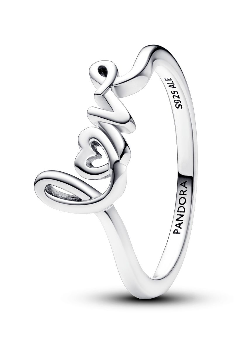 Pandora Moments non-stackable Handwritten Love Ring Sterling silver ring 193058C00