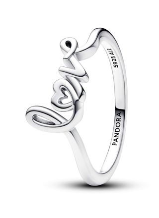 Pandora Moments non-stackable Handwritten Love Ring Sterling silver ring 193058C00