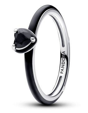 Pandora ME Black Chakra Heart Ring Sterling silver Enamel ring 193088C01