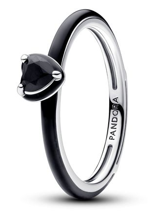 Pandora ME Black Chakra Heart Ring Sterling silver Enamel ring 193088C01