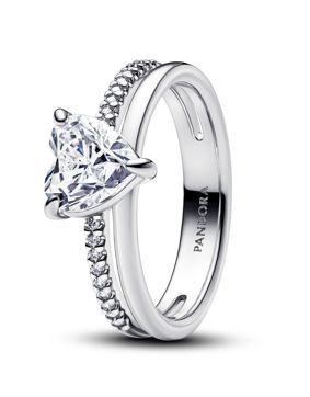 Pandora Classic Stone Double band hjärtring 193100C01