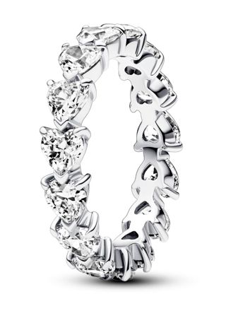 Pandora TImeless non-stackable Row of Hearts Eternity Ring Sterling silver 193103C01
