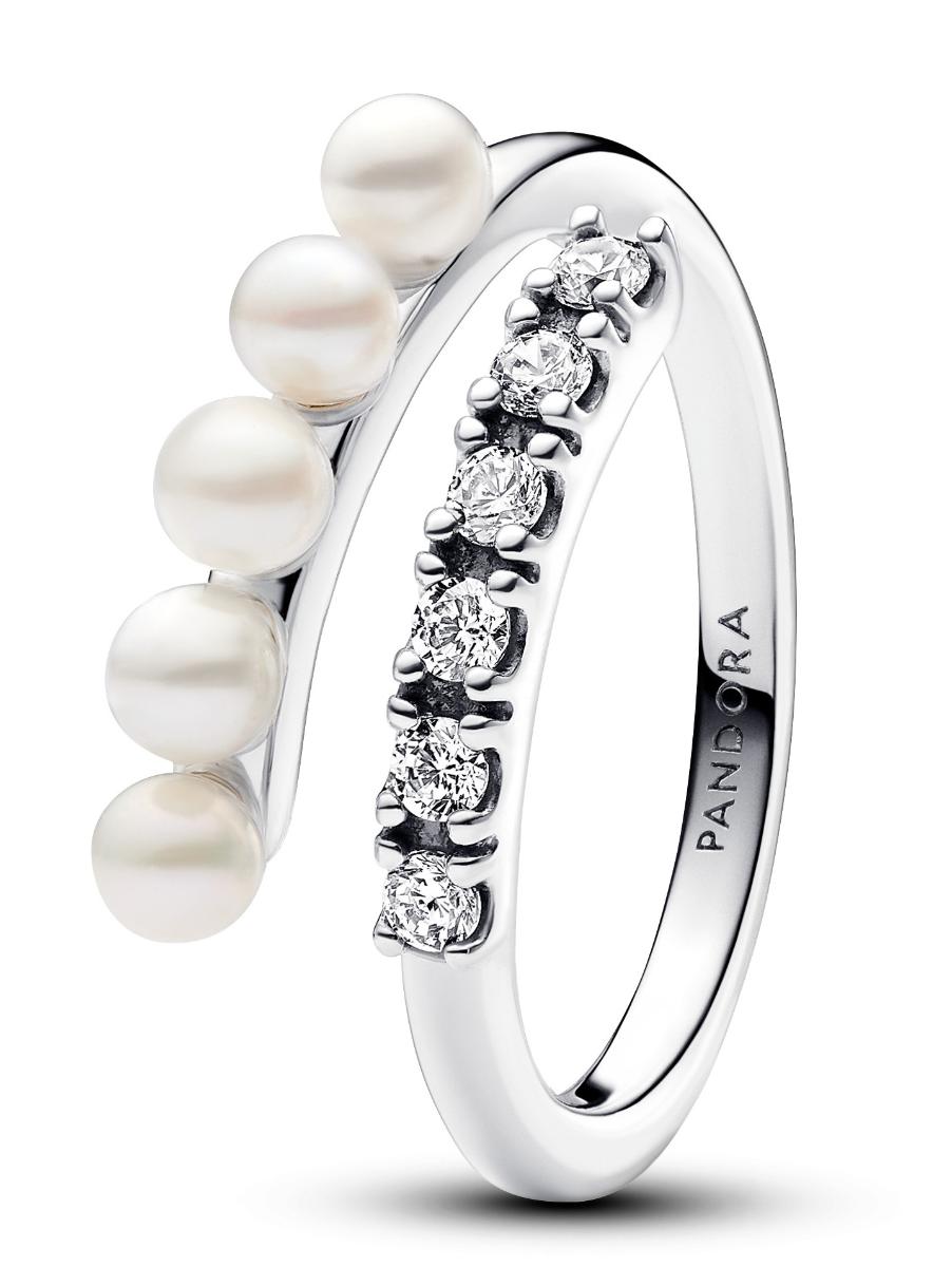 Pandora Timeless sterling silver bypass pave pärlring 193145C01