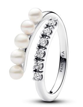 Pandora Timeless sterling silver bypass pave pärlring 193145C01