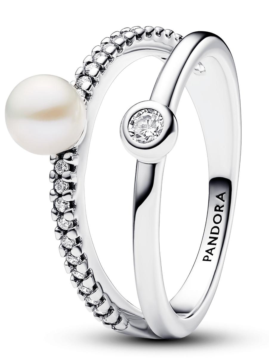 Pandora Timeless sterling silver double band pave pärlring 193147C01