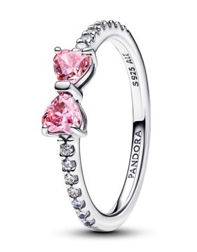 Pandora Timeless Bow silver ring pink cz 193510C01