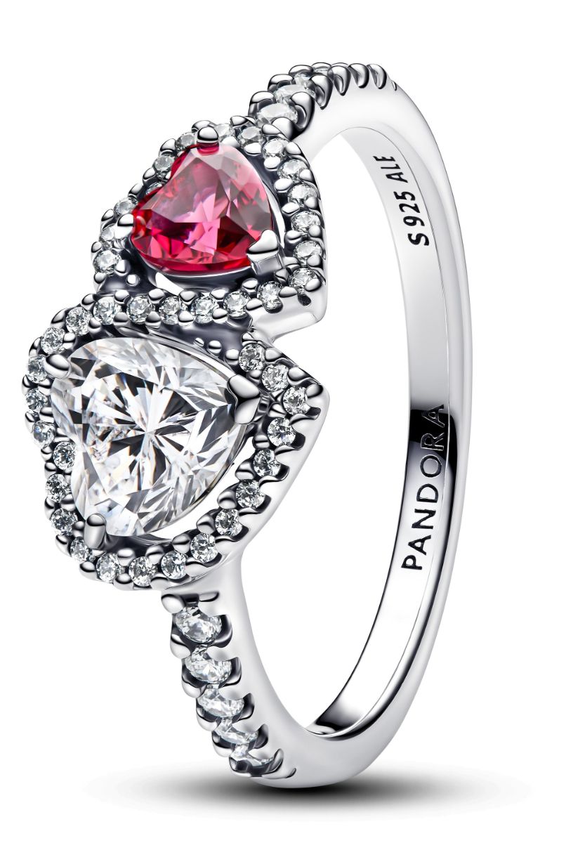 Pandora Classic Stone Halo Hearts ring 193662C01-52