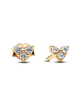 Pandora Timeless Triple Stone Heart 14k Gold-plated hjärtörhängen 263003C01