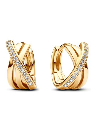 Pandora Signature Crossover Pave 14k Gold-plated hoops 263150C01