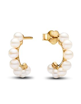 Pandora Timeless 14k gold-plated pärl creol hoops 263179C01