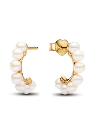 Pandora Timeless 14k gold-plated pärl creol hoops 263179C01