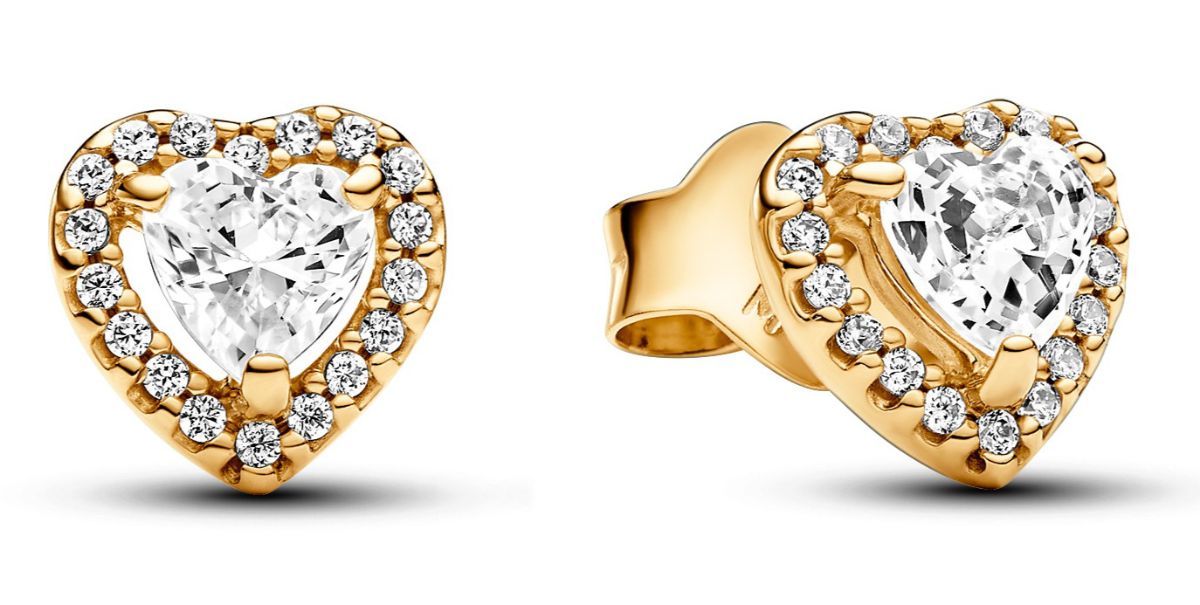 Pandora Sparkling Elevated Heart Stud 14k gold-plated hjärtörhängen 268427C01