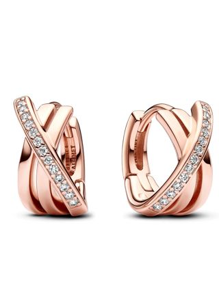 Pandora Signature Crossover Pave 14k Rose Gold-plated hoops 283150C01