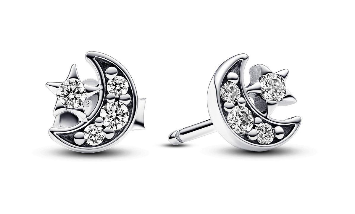 Pandora Moments Sparkling Moon & Star Sterling silver örhängen 292990C01