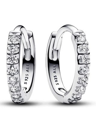 Pandora Timeless Sparkling Huggie Sterling silver, Clear cubic zircoa hoops 293015C01