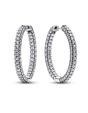 Pandora Timeless Pave Single-row Sterling silver hoops 293016C01