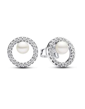 Pandora Timeless Sterling Silver Pave Halo pärlörhängen 293154C01